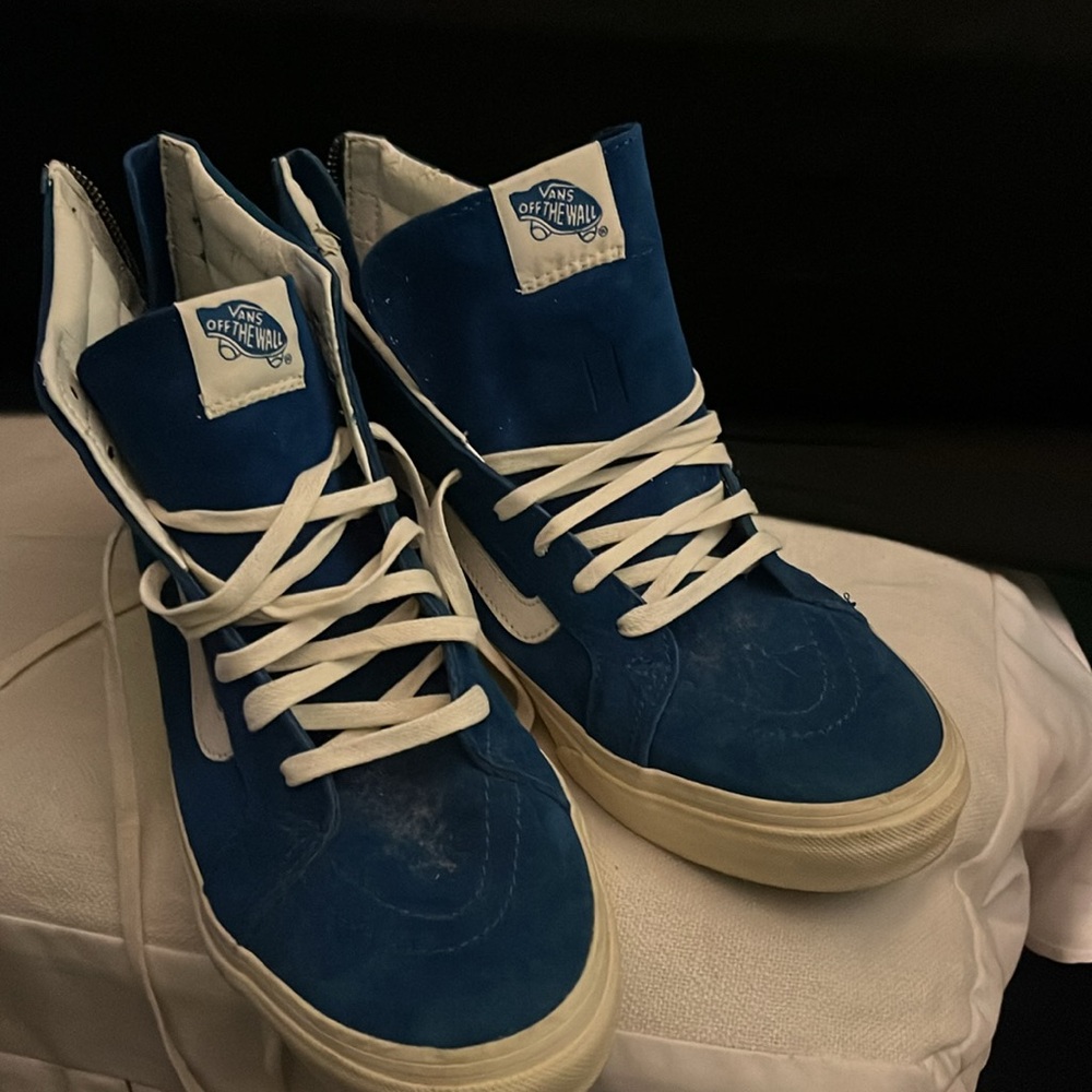 Vans Sk8-Hi Imperial Blue True White High Top Lace-Up Suede Shoes Men’s Size 8.5